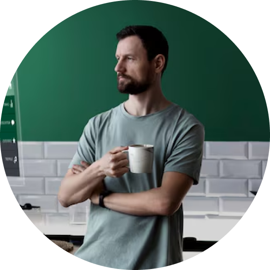 Man holding a cup of coffee