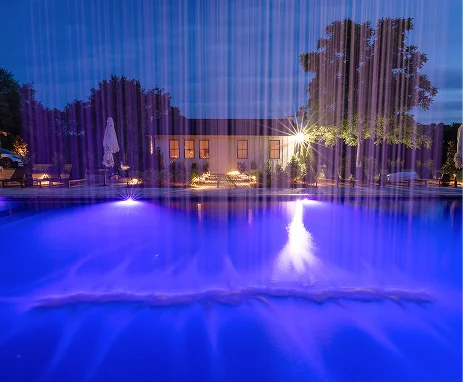 Rectangular pool with waterfall